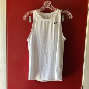 Nike White Sleeveless Top with Black Swoosh